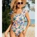 3Hollow Out Sleeveless Floral One-Piece Swimsuits