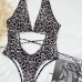 5Leopard Printed Lace-Up One Piece Swimsuit