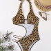 3Leopard Printed Sleeveless One Piece Swimsuit