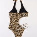 4Leopard Printed Sleeveless One Piece Swimsuit