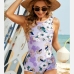 4New Crew Neck Print One Piece Swimsuit