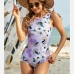 5New Crew Neck Print One Piece Swimsuit