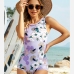 1New Crew Neck Print One Piece Swimsuit