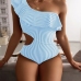 3One Shoulder Ruffles Cut Out One-Piece Swimsuit