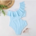 6One Shoulder Ruffles Cut Out One-Piece Swimsuit