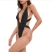 3Open Back Solid One Piece Swimsuit