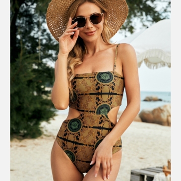 Printed Hollow Out  Camisole Swimsuits For Women