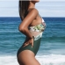 1Printed Hollow Out  Spaghetti Strap One Piece Swimwear