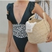 3Printed Patchwork Deep V One Piece Swimsuit