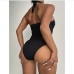 3Seductive 1 Piece Halter Neck Black Swimsuit