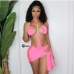 3Seductive Beach  Hollow Out  Backless Halter Swimsuits With Skirt