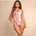 1Seductive Tie Dye  V Neck Sleeveless One Piece Swimsuits