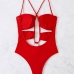 5Sexy Hollow Out  Solid Backless One-Piece Swimsuit