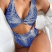 3Sexy Snake Skin Cut Out One-Piece Swimsuit