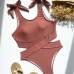 5Side Cutout  Pure Color One Piece Swimsuit