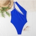 4Solid One Shoulder Cut Out One-Piece Swimsuit