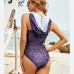 4Stylish Swimming Hooded Collar Printed Sleeveless Swimsuits