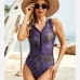 1Stylish Swimming Hooded Collar Printed Sleeveless Swimsuits