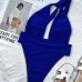 4Summer Blue Hollow Out One Shoulder Swim Wear