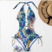 3Tribal Printed Open Back One Piece Swimsuit