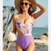 1V Neck Beach Cut Out Sleeveless One-Piece Swimsuits