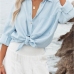 1Casual Solid Long Sleeve Blouse For Women