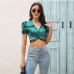 1Elegant Solid Puff Short Sleeve Blouse