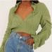 3Fashion Solid Ruched Long Sleeve Crop Blouse