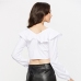 6New Spring Ruffle Long Sleeve White Blouse Women