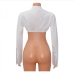 7Sexy White V Neck Long Sleeve Cropped Blouse