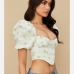 3Summer U Neck Print Cropped Women Blouse