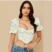 5Summer U Neck Print Cropped Women Blouse