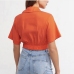 8Women Solid Short Sleeve Cropped Blouse