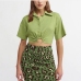 1Women Solid Short Sleeve Cropped Blouse