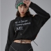 4  Fashion Letter Printed Cold Shoulder Hoodies