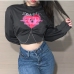6Heart Printed Chain Decor Sweatshirts For Women