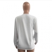 4Popular White Print Long Sleeve Loose Sweatshirt