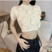 8Cozy Solid Flower Patchwork Cropped Pullover Sweaters