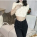 10Cozy Solid Flower Patchwork Cropped Pullover Sweaters