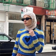 Designer Heart Contrast Color Women Sweaters