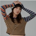 6Striped  Fall Long Sleeve Cropped Tops For Women