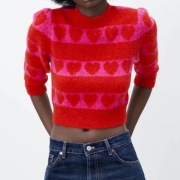 Trendy Red Knitted Pullover Sweaters For Women