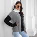 4Turtle Neck Contrast Color Long Sleeve Sweater