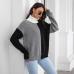 5Turtle Neck Contrast Color Long Sleeve Sweater