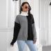 6Turtle Neck Contrast Color Long Sleeve Sweater