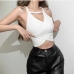 4 Backless Pure Color Hollow Out Cropped Camisole