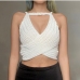 1 Backless Pure Color Hollow Out Cropped Camisole