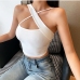 3 Cross Neck Pure Color Sleeveless Crop Tank Top