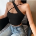 5 Cross Neck Pure Color Sleeveless Crop Tank Top