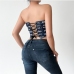 5 Denim Backless Bandage Letter Sexy Tank Top